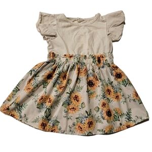 Shein Sunflower Floral Dress 92% Polyester 8% Elastane Size 6-9 months